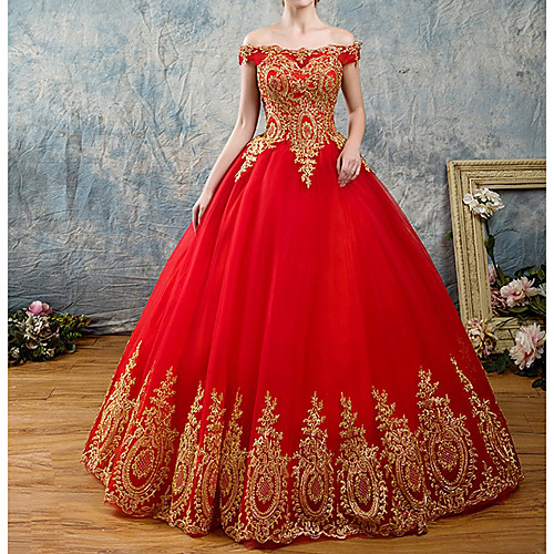 A-Line Off Shoulder Floor Length Polyester Made-To-Measure Wedding Dresses with Appliques by LAN TING Express
A-Line Off Shoulder Floor Length Polyester Made-To-Measure Wedding Dresses with Appliques by LAN TING Express