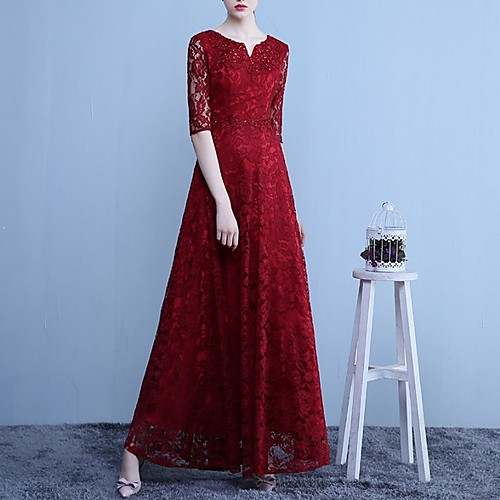A-Line Jewel Neck Floor Length Lace Prom / Formal Evening Dress with Sequin / Appliques / Crystals by LAN TING Express
A-Line Jewel Neck Floor Length Lace Prom / Formal Evening Dress with Sequin / Appliques / Crystals by LAN TING Express