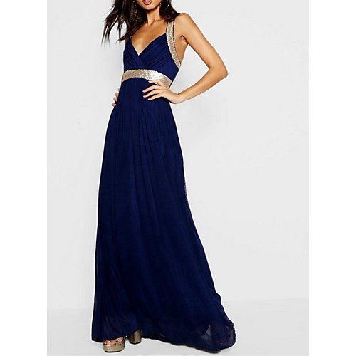 A-Line Plunging Neck Floor Length Chiffon Formal Evening Dress with Sequin / Draping by LAN TING Express
A-Line Plunging Neck Floor Length Chiffon Formal Evening Dress with Sequin / Draping by LAN TING Express