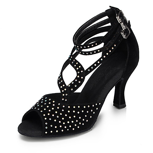 Women's Dance Shoes Suede Latin Shoes Crystals Heel Slim High Heel Customizable Black
Women's Dance Shoes Suede Latin Shoes Crystals Heel Slim High Heel Customizable Black