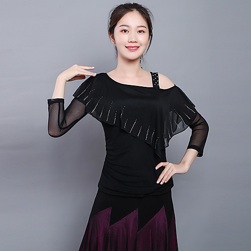 Ballroom Dance Tops Women's Training / Performance Polyester / Crystal Cotton Beading / Glitter / Tiered Long Sleeve Top
Ballroom Dance Tops Women's Training / Performance Polyester / Crystal Cotton Beading / Glitter / Tiered Long Sleeve Top
