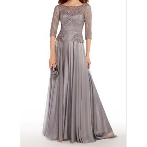 A-Line Jewel Neck Floor Length Chiffon / Lace Mother of the Bride Dress with Appliques / Lace / Ruffles by LAN TING Express
A-Line Jewel Neck Floor Length Chiffon / Lace Mother of the Bride Dress with Appliques / Lace / Ruffles by LAN TING Express