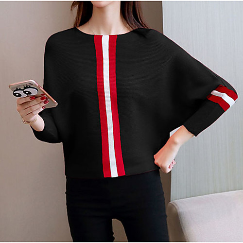 Women's Color Block 3/4 Length Sleeve / Long Sleeve Loose Pullover Sweater Jumper, Bateau Spring / Fall Black / Red / Green One-Size
Women's Color Block 3/4 Length Sleeve / Long Sleeve Loose Pullover Sweater Jumper, Bateau Spring / Fall Black / Red / Green One-Size