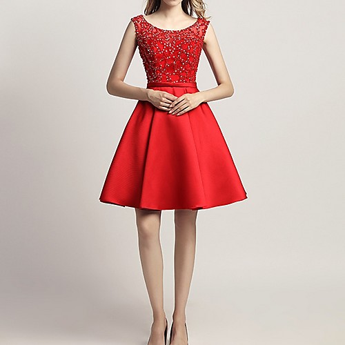A-Line Jewel Neck Short / Mini Satin Cocktail Party Dress with Beading / Sequin by LAN TING Express
A-Line Jewel Neck Short / Mini Satin Cocktail Party Dress with Beading / Sequin by LAN TING Express