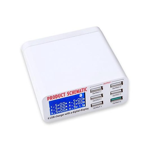 40W 8A USB Charger 896 6 Desk Charger Station LCD Display / with Smart Identification / with Quick Charge 3.0 US Plug / EU Plug / UK Plug Charging Adapter
40W 8A USB Charger 896 6 Desk Charger Station LCD Display / with Smart Identification / with Quick Charge 3.0 US Plug / EU Plug / UK Plug Charging Adapter