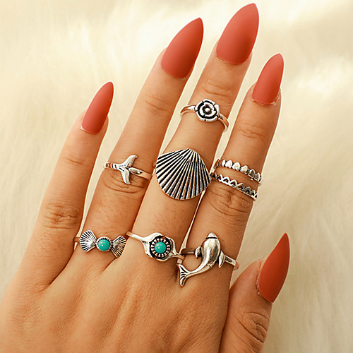 Women's Ring Ring Set 8pcs Silver Alloy irregular Classic Vintage Trendy Gift Daily Jewelry Vintage Style Fish Flower Shape
Women's Ring Ring Set 8pcs Silver Alloy irregular Classic Vintage Trendy Gift Daily Jewelry Vintage Style Fish Flower Shape