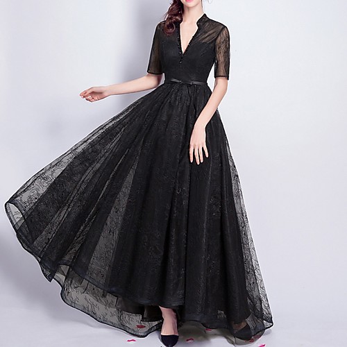 A-Line V Neck Floor Length Lace Formal Evening Dress with Beading / Sash / Ribbon by LAN TING Express
A-Line V Neck Floor Length Lace Formal Evening Dress with Beading / Sash / Ribbon by LAN TING Express