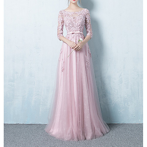 A-Line Jewel Neck Floor Length Tulle Open Back Formal Evening Dress with Beading / Lace Insert by LAN TING Express
A-Line Jewel Neck Floor Length Tulle Open Back Formal Evening Dress with Beading / Lace Insert by LAN TING Express