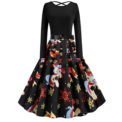 Women's Christmas Party Street chic A Line Dress - Snowflake Lace up Print Black S M L XL
Women's Christmas Party Street chic A Line Dress - Snowflake Lace up Print Black S M L XL