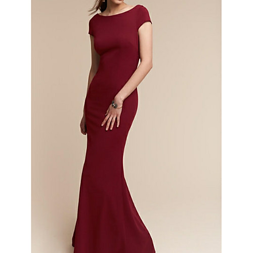 Sheath / Column Boat Neck Floor Length Polyester Open Back Formal Evening Dress with by LAN TING Express
Sheath / Column Boat Neck Floor Length Polyester Open Back Formal Evening Dress with by LAN TING Express