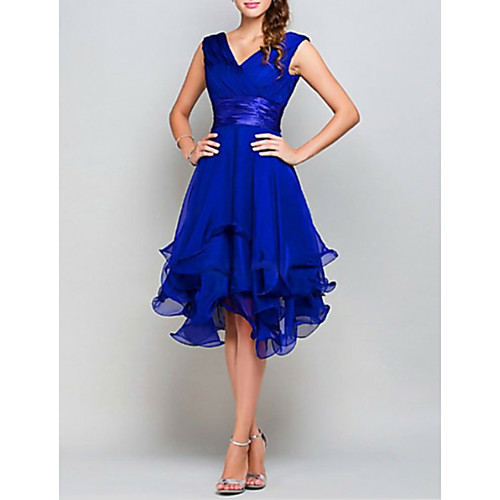 A-Line V Neck Knee Length Chiffon / Tulle Cocktail Party Dress with Cascading Ruffles by LAN TING Express
A-Line V Neck Knee Length Chiffon / Tulle Cocktail Party Dress with Cascading Ruffles by LAN TING Express