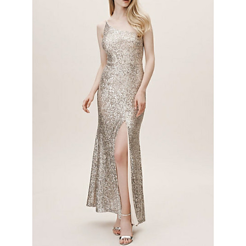 Sheath / Column One Shoulder Floor Length Polyester Sparkle & Shine Prom / Formal Evening Dress with Sequin / Split Front by LAN TING Express
Sheath / Column One Shoulder Floor Length Polyester Sparkle & Shine Prom / Formal Evening Dress with Sequin / Split Front by LAN TING Express