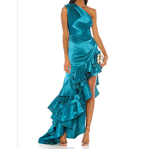 A-Line One Shoulder Asymmetrical Satin Formal Evening Dress with Split Front / Cascading Ruffles by LAN TING Express
A-Line One Shoulder Asymmetrical Satin Formal Evening Dress with Split Front / Cascading Ruffles by LAN TING Express