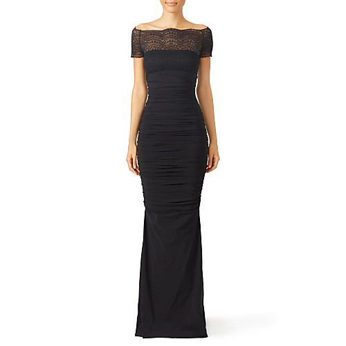Sheath / Column Off Shoulder Floor Length Polyester Formal Evening Dress with Ruched / Lace Insert by LAN TING Express
Sheath / Column Off Shoulder Floor Length Polyester Formal Evening Dress with Ruched / Lace Insert by LAN TING Express