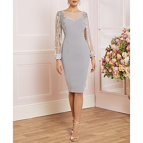 Sheath / Column Bateau Neck Knee Length Tulle / Charmeuse Mother of the Bride Dress with Appliques by LAN TING Express
Sheath / Column Bateau Neck Knee Length Tulle / Charmeuse Mother of the Bride Dress with Appliques by LAN TING Express