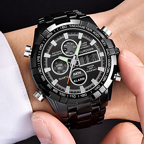 Men's Steel Band Watches Quartz Black Calendar / date / day Noctilucent Analog Fashion - Black
Men's Steel Band Watches Quartz Black Calendar / date / day Noctilucent Analog Fashion - Black