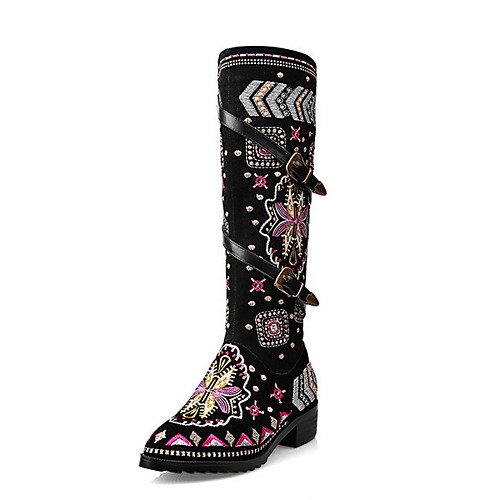 Women's Boots Knee High Boots Flat Heel Round Toe Leather Knee High Boots Winter Black 
Women's Boots Knee High Boots Flat Heel Round Toe Leather Knee High Boots Winter Black