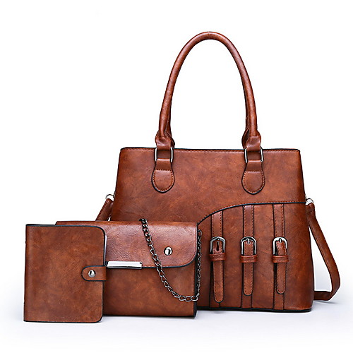Women's Zipper PU Bag Set 3 Pcs Purse Set Black / Brown / Purple 
Women's Zipper PU Bag Set 3 Pcs Purse Set Black / Brown / Purple