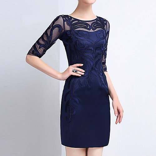 Sheath / Column Jewel Neck Short / Mini Polyester Cocktail Party Dress with Appliques by LAN TING Express
Sheath / Column Jewel Neck Short / Mini Polyester Cocktail Party Dress with Appliques by LAN TING Express
