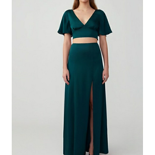A-Line Plunging Neck Floor Length Satin Bridesmaid Dress with Split Front by LAN TING Express
A-Line Plunging Neck Floor Length Satin Bridesmaid Dress with Split Front by LAN TING Express