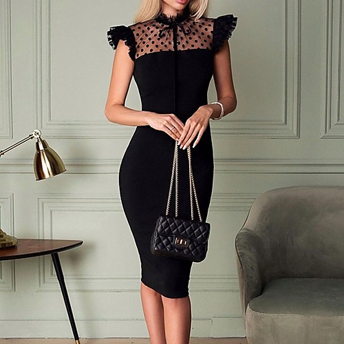 Women's Kentucky Derby Cocktail Party Going out Elegant Sleeveless Slim Bodycon Lace Little Black Dress - Solid Colored Mesh Chiffon Crew Neck Black S M L XL
Women's Kentucky Derby Cocktail Party Going out Elegant Sleeveless Slim Bodycon Lace Little Black Dress - Solid Colored Mesh Chiffon Crew Neck Black S M L XL