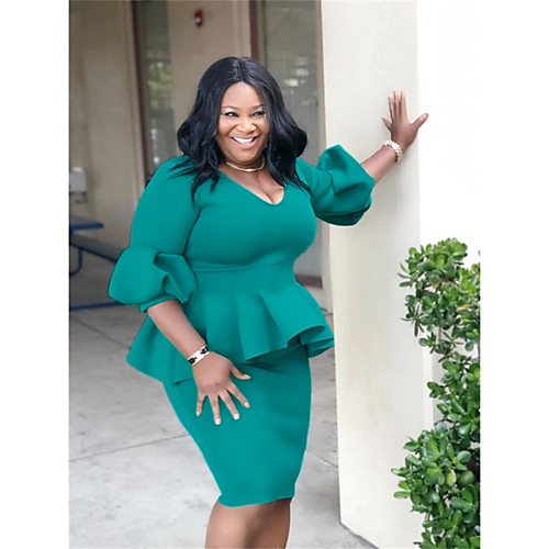 Women's Street chic Elegant A Line Bodycon Sheath Dress - Solid Colored Ruffle Patchwork Green XL XXL XXXL XXXXL
Women's Street chic Elegant A Line Bodycon Sheath Dress - Solid Colored Ruffle Patchwork Green XL XXL XXXL XXXXL