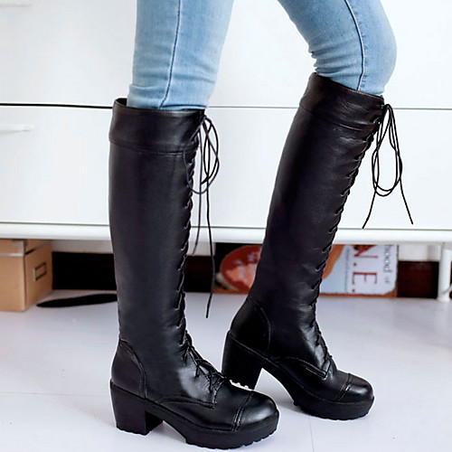 Women's Boots Knee High Boots Chunky Heel Round Toe PU Knee High Boots Winter Black / White
Women's Boots Knee High Boots Chunky Heel Round Toe PU Knee High Boots Winter Black / White