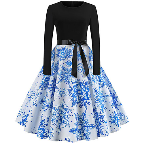 Women's Christmas Party Casual / Daily Street chic Elegant Sheath Swing Dress - Geometric Lace up Patchwork Print Blue S M L XL
Women's Christmas Party Casual / Daily Street chic Elegant Sheath Swing Dress - Geometric Lace up Patchwork Print Blue S M L XL