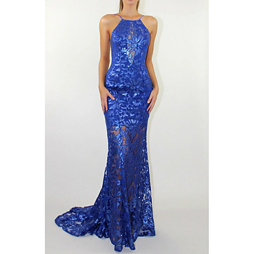 Sheath / Column Spaghetti Strap Sweep / Brush Train Lace Open Back Formal Evening Dress with Lace Insert by LAN TING Express
Sheath / Column Spaghetti Strap Sweep / Brush Train Lace Open Back Formal Evening Dress with Lace Insert by LAN TING Express