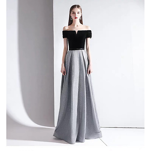 A-Line Off Shoulder Floor Length Satin / Sequined / Velvet Vintage Inspired Prom / Formal Evening Dress with Sequin / Sash / Ribbon by LAN TING Express
A-Line Off Shoulder Floor Length Satin / Sequined / Velvet Vintage Inspired Prom / Formal Evening Dress with Sequin / Sash / Ribbon by LAN TING Express