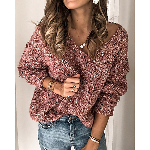 Women's Solid Colored Long Sleeve Pullover Sweater Jumper, V Neck Blushing Pink / Yellow / Blue S / M / L
Women's Solid Colored Long Sleeve Pullover Sweater Jumper, V Neck Blushing Pink / Yellow / Blue S / M / L