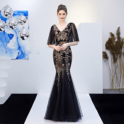 Mermaid / Trumpet V Neck Floor Length Tulle / Sequined Formal Evening Dress with Sequin by LAN TING Express
Mermaid / Trumpet V Neck Floor Length Tulle / Sequined Formal Evening Dress with Sequin by LAN TING Express