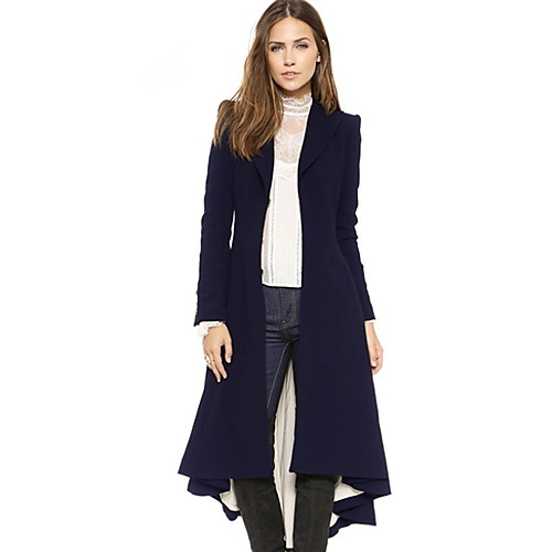 Women's Daily Long Coat, Solid Colored Notch Lapel Long Sleeve Polyester Black / Navy Blue
Women's Daily Long Coat, Solid Colored Notch Lapel Long Sleeve Polyester Black / Navy Blue