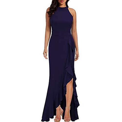 Sheath / Column Halter Neck Floor Length Polyester Formal Evening Dress with Split Front / Pleats by LAN TING Express
Sheath / Column Halter Neck Floor Length Polyester Formal Evening Dress with Split Front / Pleats by LAN TING Express