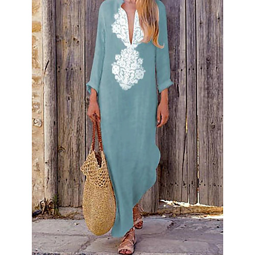Women's Maxi Shift Dress - Long Sleeve Geometric Lace Deep V Boho Holiday Vacation Beach Loose Boho / Beach Yellow Khaki Green Navy Blue Gray S M L XL XXL XXXL
Women's Maxi Shift Dress - Long Sleeve Geometric Lace Deep V Boho Holiday Vacation Beach Loose Boho / Beach Yellow Khaki Green Navy Blue Gray S M L XL XXL XXXL