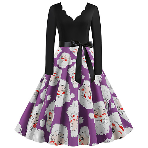 Women's Christmas Party Daily Wear Basic A Line Dress - Color Block V Neck Purple S M L XL
Women's Christmas Party Daily Wear Basic A Line Dress - Color Block V Neck Purple S M L XL