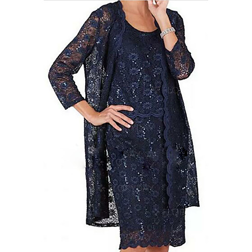 Sheath / Column Jewel Neck Knee Length Lace Mother of the Bride Dress with Lace by LAN TING Express / Wrap Included
Sheath / Column Jewel Neck Knee Length Lace Mother of the Bride Dress with Lace by LAN TING Express / Wrap Included