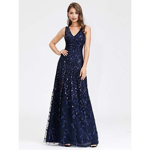A-Line V Neck Floor Length Lace Prom / Formal Evening Dress with by LAN TING Express
A-Line V Neck Floor Length Lace Prom / Formal Evening Dress with by LAN TING Express