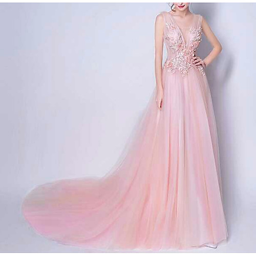 A-Line Square Neck Sweep / Brush Train Tulle Open Back Formal Evening Dress with Beading / Appliques by LAN TING Express
A-Line Square Neck Sweep / Brush Train Tulle Open Back Formal Evening Dress with Beading / Appliques by LAN TING Express