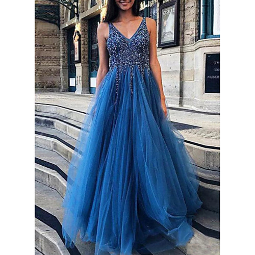 A-Line V Neck Floor Length Tulle Open Back Prom / Formal Evening Dress with by LAN TING Express
A-Line V Neck Floor Length Tulle Open Back Prom / Formal Evening Dress with by LAN TING Express