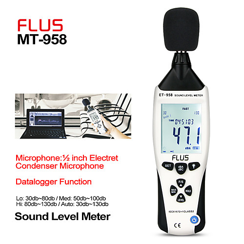 ET-958 Digital Noise Decibel Recorder Measurement Audio Detector Volume Monitor 30-130dB Handheld Noise Meter
ET-958 Digital Noise Decibel Recorder Measurement Audio Detector Volume Monitor 30-130dB Handheld Noise Meter