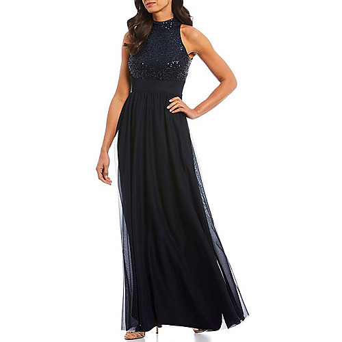 Sheath / Column Jewel Neck Floor Length Chiffon / Lace Prom / Formal Evening Dress with Sequin / Pleats / Lace Insert by LAN TING Express
Sheath / Column Jewel Neck Floor Length Chiffon / Lace Prom / Formal Evening Dress with Sequin / Pleats / Lace Insert by LAN TING Express