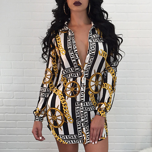 Women's Going out Casual / Daily Street chic Punk & Gothic Bodycon Sheath Shirt Dress - Geometric Patchwork Print White S M L XL
Women's Going out Casual / Daily Street chic Punk & Gothic Bodycon Sheath Shirt Dress - Geometric Patchwork Print White S M L XL
