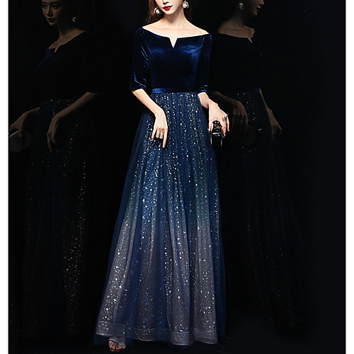 A-Line Off Shoulder Floor Length Polyester Color Block Prom / Formal Evening Dress with by LAN TING Express
A-Line Off Shoulder Floor Length Polyester Color Block Prom / Formal Evening Dress with by LAN TING Express