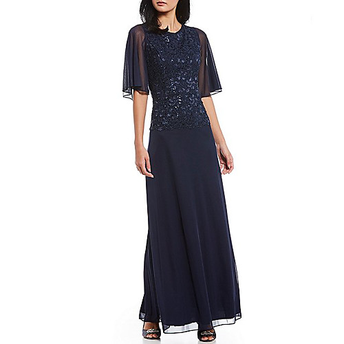 A-Line Jewel Neck Floor Length Chiffon Mother of the Bride Dress with Crystals / Lace by LAN TING Express
A-Line Jewel Neck Floor Length Chiffon Mother of the Bride Dress with Crystals / Lace by LAN TING Express