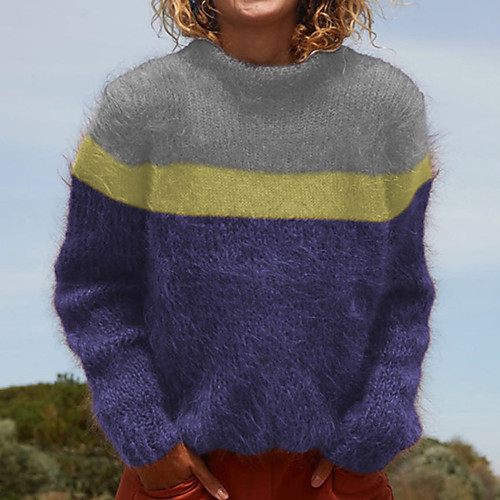 Women's Striped / Color Block Long Sleeve Loose Pullover Sweater Jumper, Round Fall / Winter Blue / Red / Khaki S / M / L
Women's Striped / Color Block Long Sleeve Loose Pullover Sweater Jumper, Round Fall / Winter Blue / Red / Khaki S / M / L