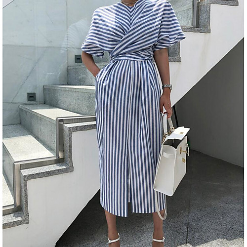 Women's Daily Wear Dress Basic T Shirt Dress - Striped Bow Split Print Blue S M L XL
Women's Daily Wear Dress Basic T Shirt Dress - Striped Bow Split Print Blue S M L XL