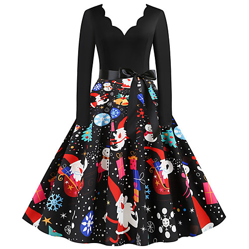 Women's Christmas Party Daily Wear Basic A Line Dress - Color Block V Neck Black S M L XL
Women's Christmas Party Daily Wear Basic A Line Dress - Color Block V Neck Black S M L XL