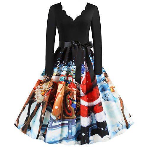Women's Christmas Festival Vintage Basic Swing Dress - Geometric Snowflake Santa Claus, Patchwork Print Black S M L XL
Women's Christmas Festival Vintage Basic Swing Dress - Geometric Snowflake Santa Claus, Patchwork Print Black S M L XL
