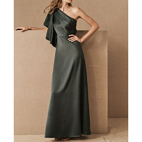 Sheath / Column One Shoulder Floor Length Satin Formal Evening Dress with Ruffles by LAN TING Express
Sheath / Column One Shoulder Floor Length Satin Formal Evening Dress with Ruffles by LAN TING Express